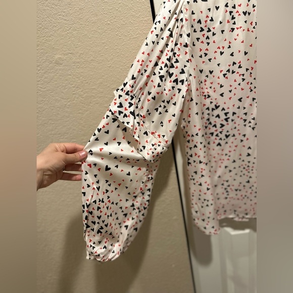 NWOT 240$ Silk HALE BOB LA Layla Blouse Heart Print Multi Ruffle , size S - Picture 6 of 12